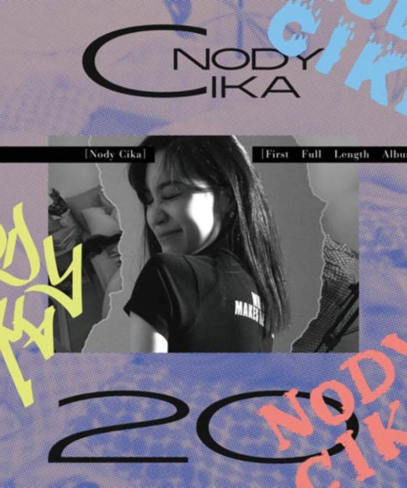 NODY CIKA - 1st Album [20] - Album Kpop, visuel cover avec portraits et typographies NODY CIKA, style street bleu