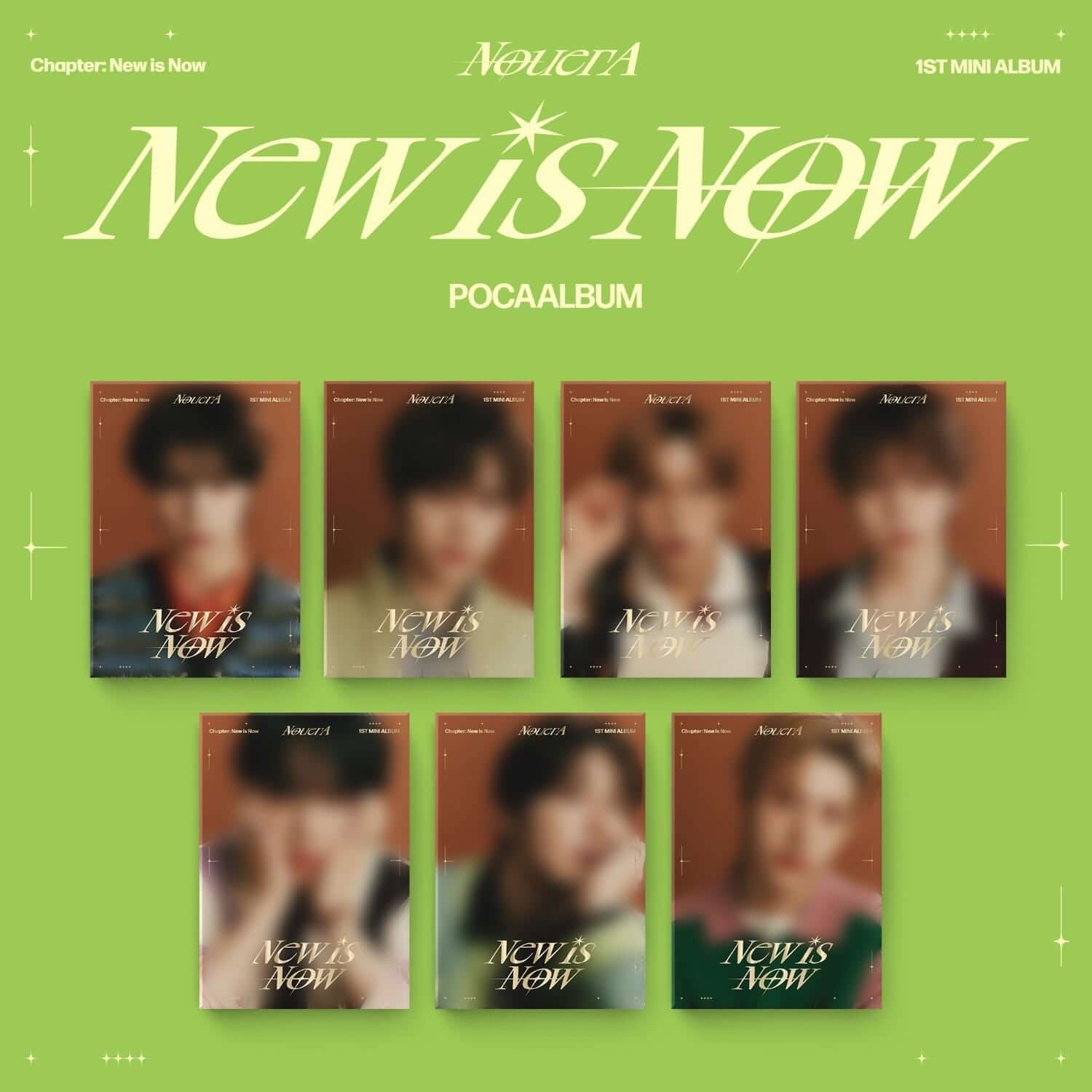 NOUERA - 1st Album [Chapter: New is Now] (POCA) (Random) - Album Kpop, couverture verte avec 7 pochettes