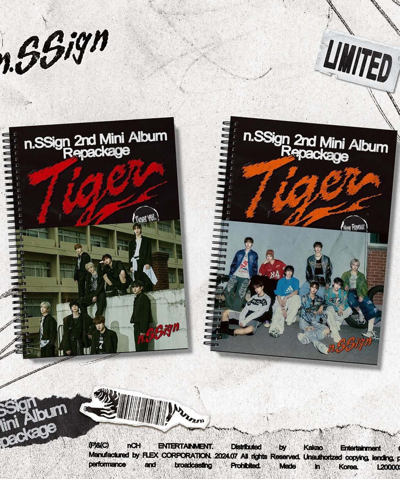 N.SSIGN - 2nd Album [Tiger] (Random) - Album Kpop : packaging mini album Tiger, jaquettes avec groupe N.SSIGN sur fond clair