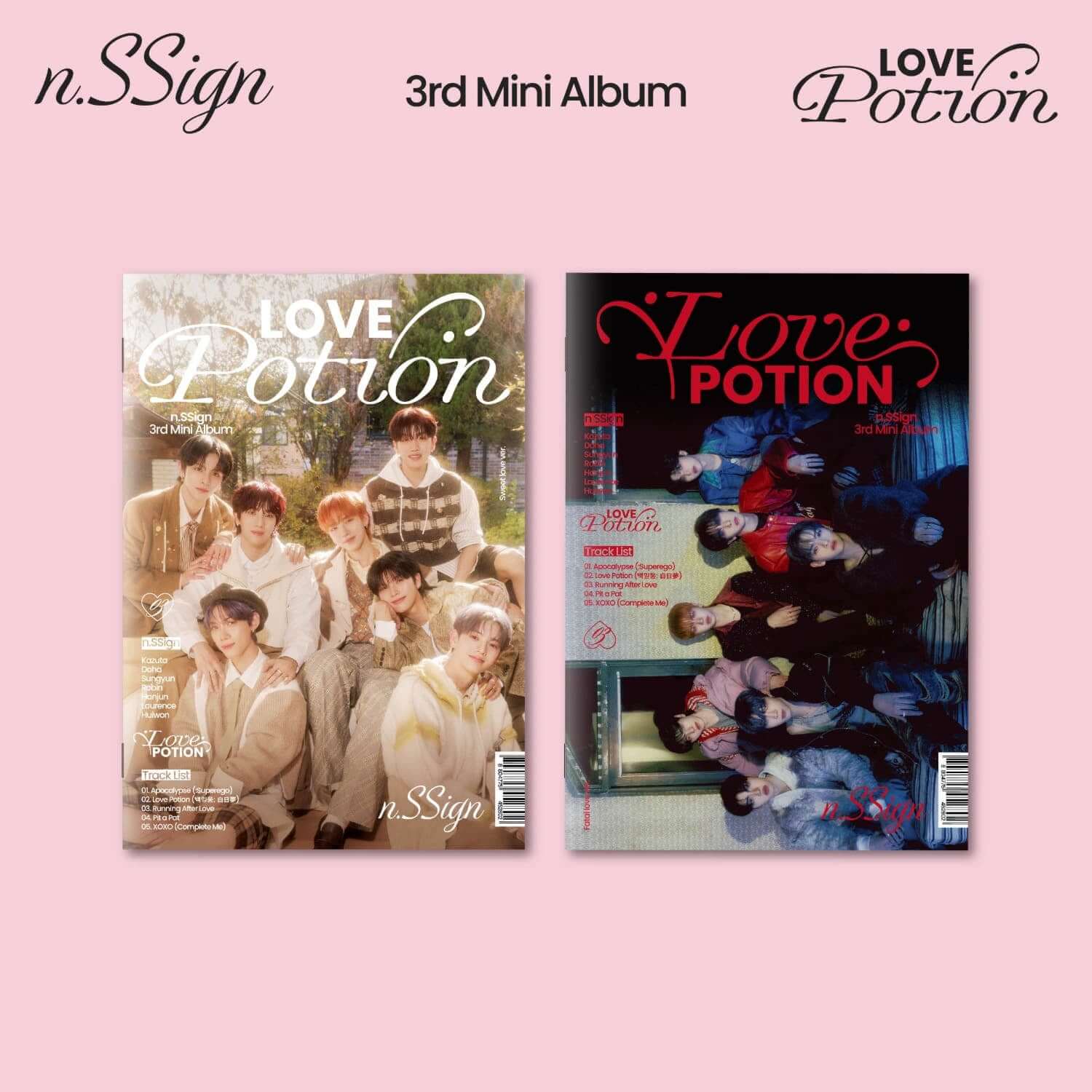 N.SSIGN - 3rd Album [Love Potion] Random - Album Kpop, jaquettes rose, concept Love Potion, fan art visuel