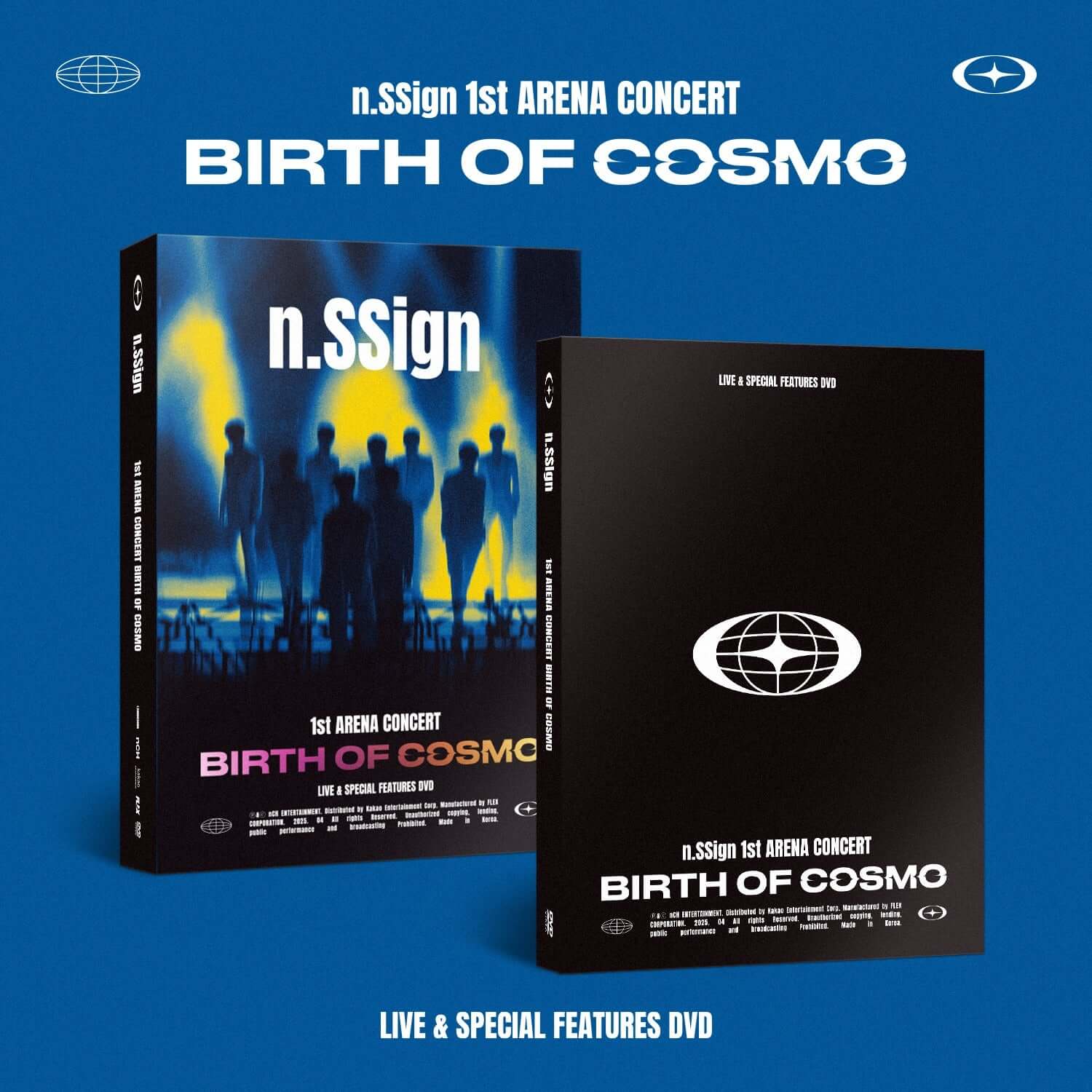 N.SSIGN - n.SSign 1st ARENA CONCERT [BIRTH OF COSMO] (DVD) - Album Kpop : jaquette DVD, concert en visuel cosmos bleu.