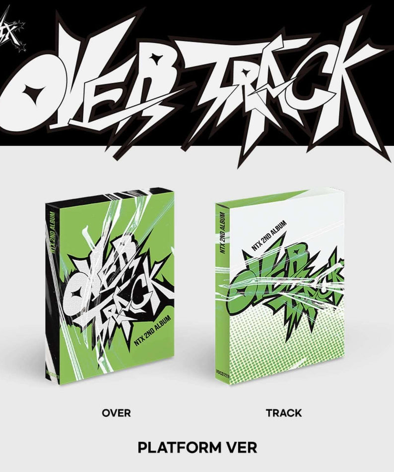 NTX - [OVER TRACK] (Platform Ver) (Random 1 of 2) - Album Kpop, boîtiers verts et noirs sur fond blanc.