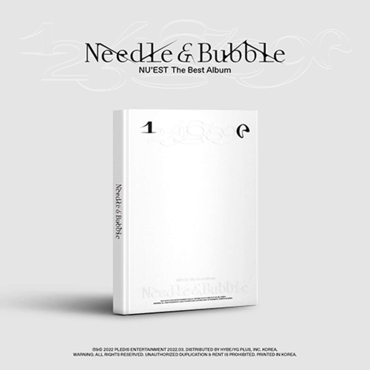 NU'EST - The Best Album [Needle & Bubble] - Album Kpop, pochette blanche «Needle & Bubble» sur fond clair.