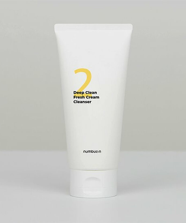 NUMBUZIN No.2 Deep Clean Cream Cleansing Foam 120ml, tube crème nettoyante NUMBUZIN sur fond clair, visuel produit