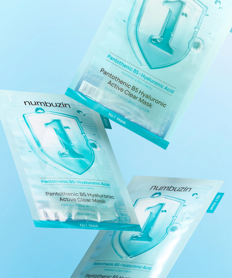 Produit beauté NUMBUZIN No.1 Hyaluronic Panthenic Acid Clear Soothing Gauze Pack 10 sheets, soin visage hydratant et apaisant.