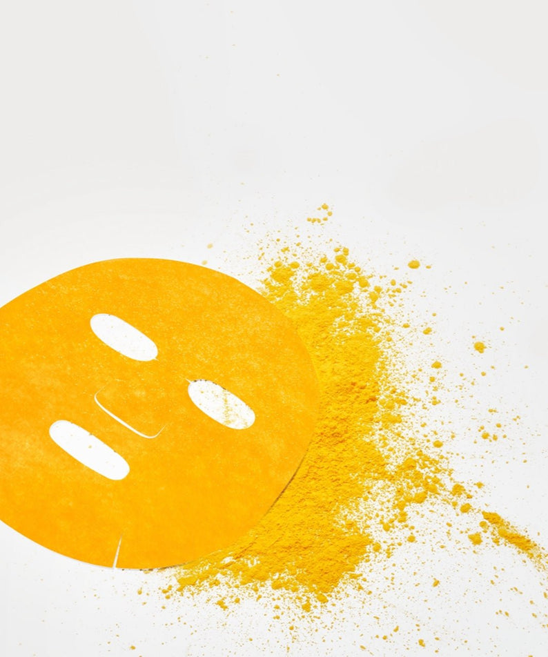 Masque feuille vitaminé NUMBUZIN No.5 Spotlight avec poudre jaune, idéal pour la peau éclatante.