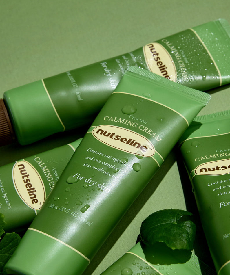 NUTSELINE Cica Nut Calming Cream 60ml tubes, crème apaisante pour peaux sèches, emballage vert, 60ml each, soin cutané apaisant