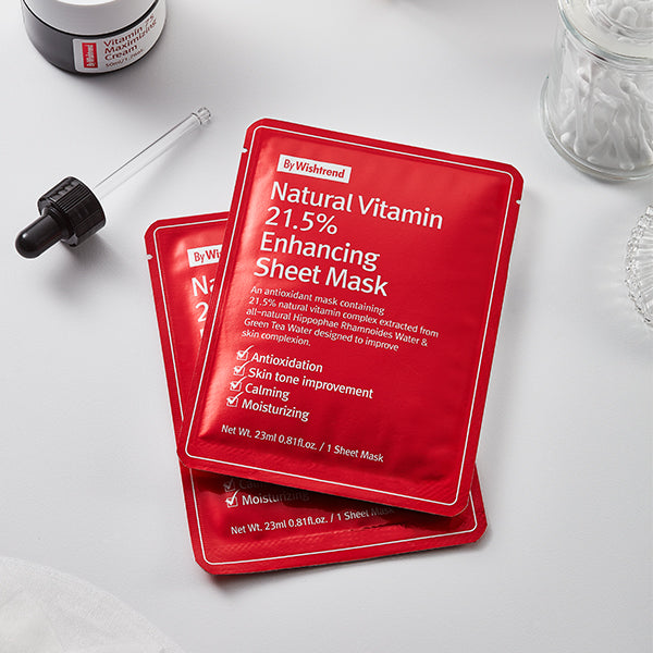 BY WISHTREND Natural Vitamin 21.5 Enhancing Sheet Mask 23ml