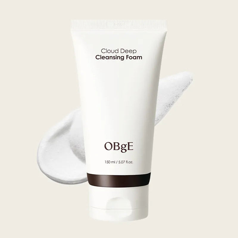 OBGE Cloud Deep Cleansing Foam 150ml de la marque OBGE, tube blanc sur fond clair avec mousse.
