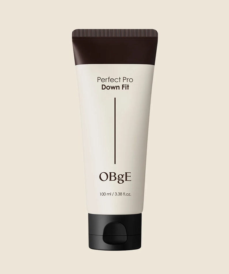 Photo produit OBGE Perfect Pro Down Fit 100ml de la marque OBGE, tube beige sur fond clair.