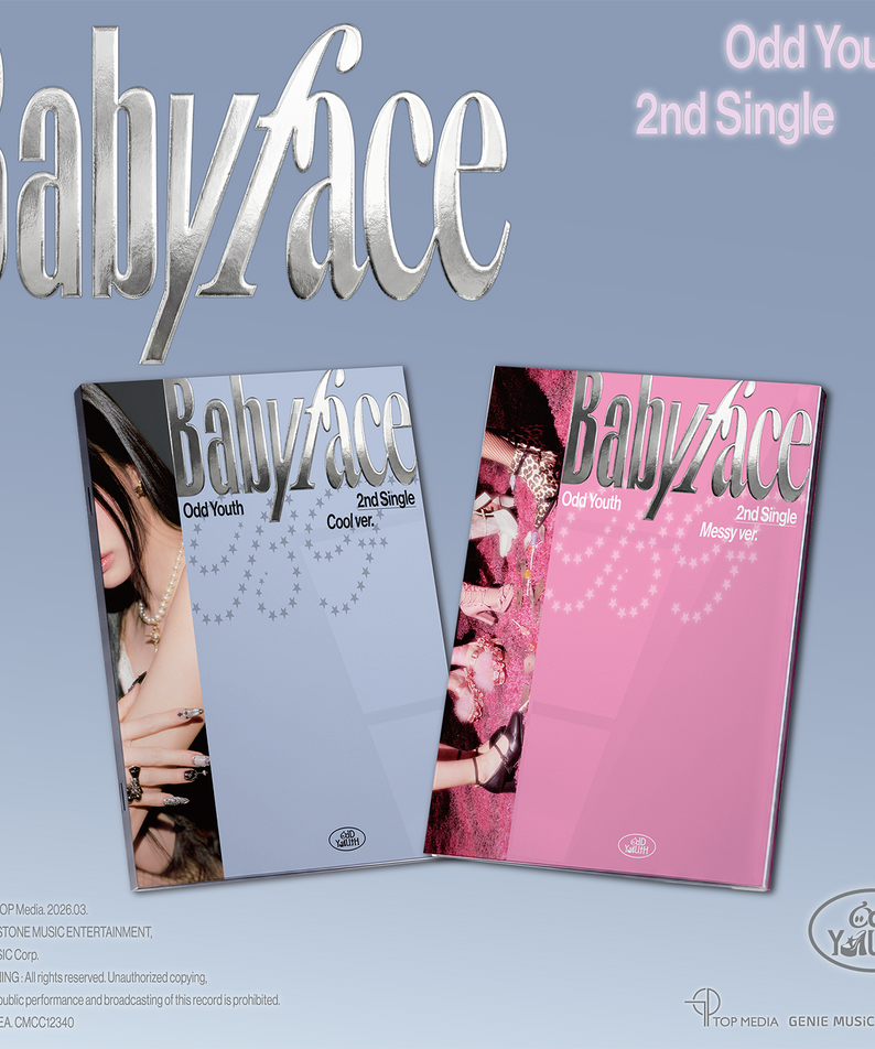 ODD YOUTH - 2nd Single [Babyface] (2 Random) - Album Kpop : couverture Babyface, 2 versions, visuel rose/bleu, marque Odd Youth