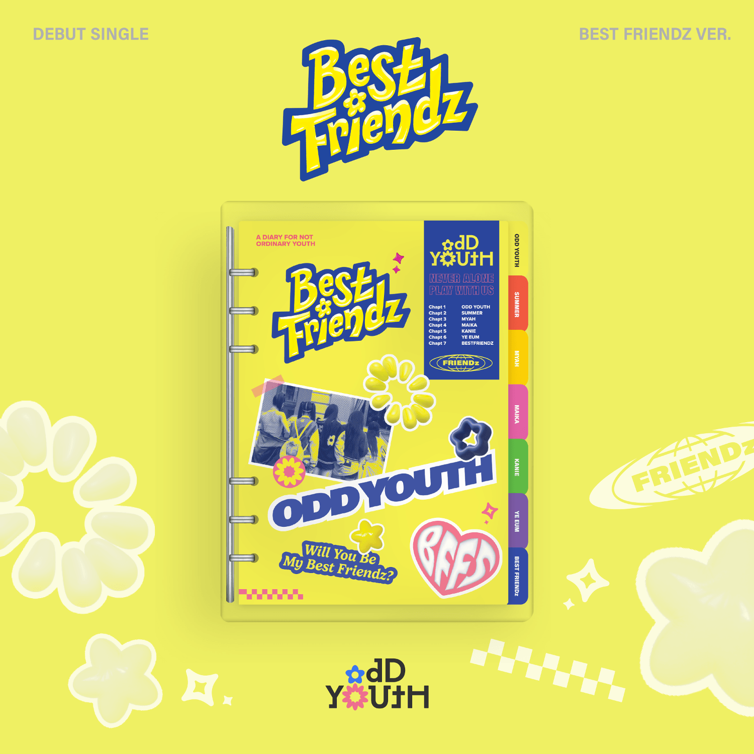 ODD YOUTH - [Best Friendz] (Best Friendz Ver.) - Album Kpop, visuel pochette jaune Best Friendz Ver, groupe ODD YOUTH