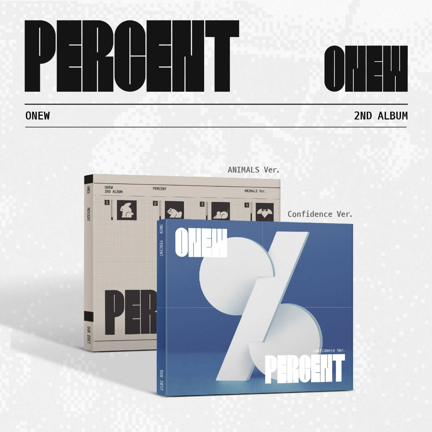 ONEW - 2nd Full Album PERCENT (Digipack Ver.) (Random 1 of 2) - Album Kpop, pack Digipack bleu/animaux sur fond clair