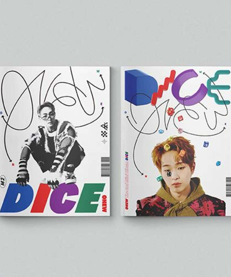 ONEW - 2nd Mini Album_[DICE] (Photo Book Ver.) - Album Kpop, deux pochettes sur fond clair, visuel DICE signé ONEW
