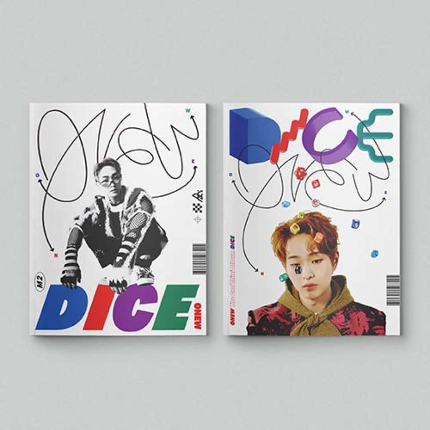 ONEW - 2nd Mini Album_[DICE] (Photo Book Ver.) - Album Kpop, deux pochettes sur fond clair, visuel DICE signé ONEW
