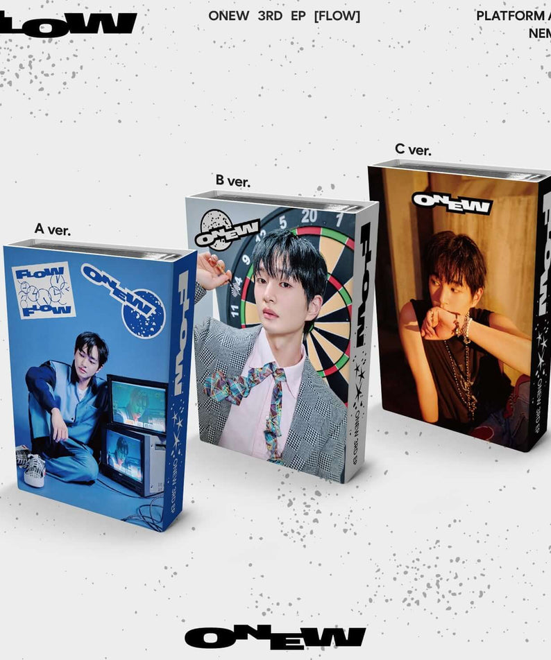 ONEW - 3rd Album [FLOW] (NEMO Ver.) (Random) - Album Kpop : boîtiers FLOW, version NEMO d’ONEW, fond blanc studio.