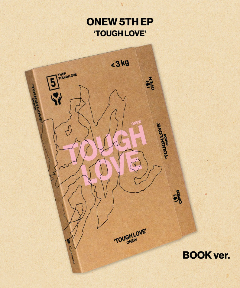 ONEW - 5th Mini Album [TOUGH LOVE] (BOOK Ver.) - Album Kpop, jaquette BOOK ver. sur fond beige, design ONEW.
