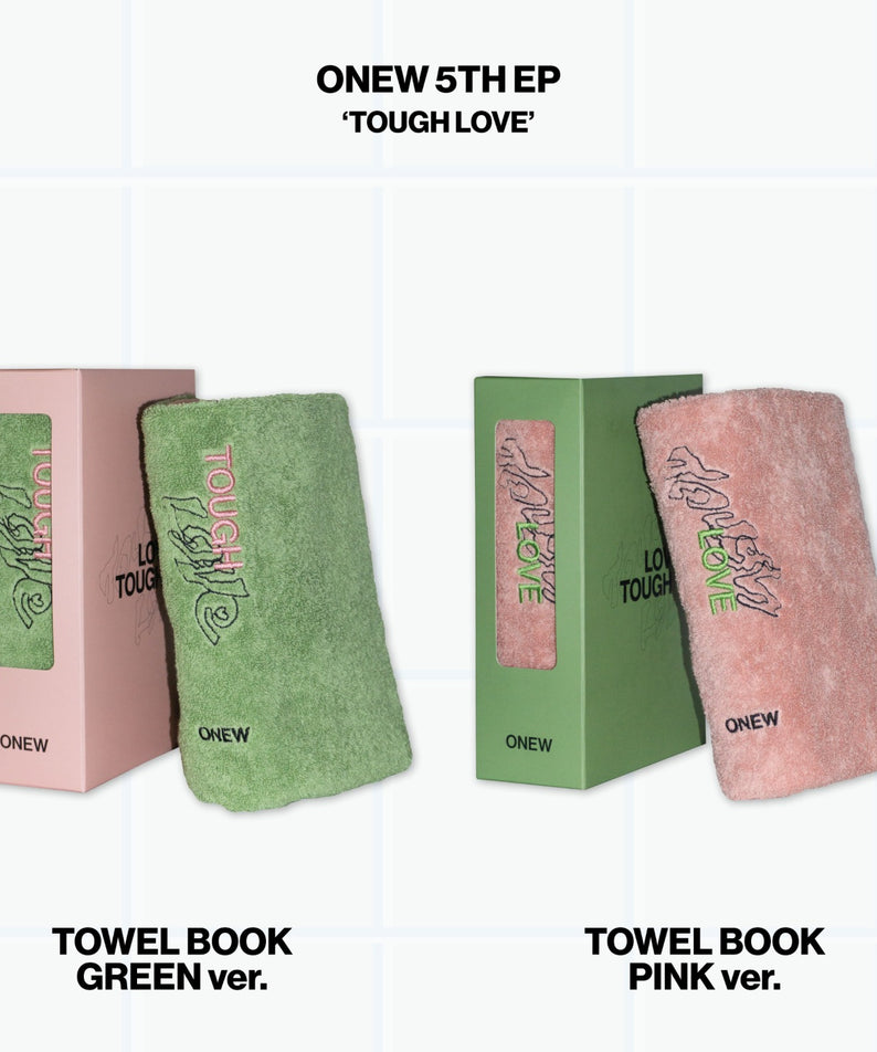 ONEW - 5th Mini Album [TOUGH LOVE] (TOWEL BOOK Ver.) - Album Kpop, pack Towel Book vert et rose, ONEW sur fond mural