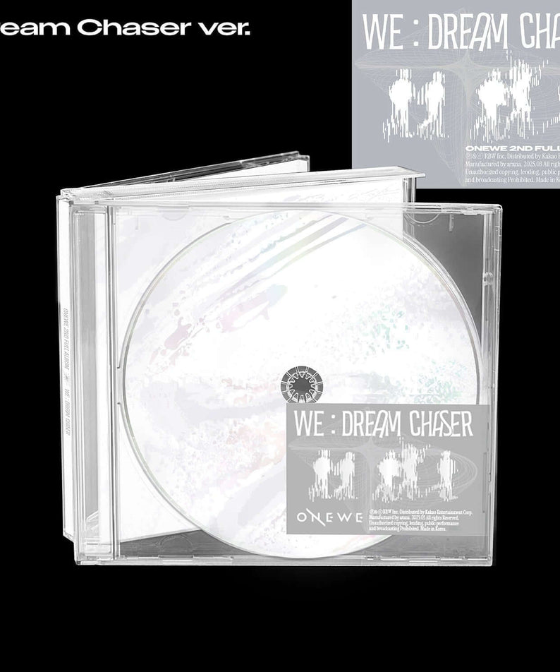 ONEWE - 2nd Full Album [WE : Dream Chaser] (Dream Chaser ver.) - Album Kpop, boîtier CD translucide sur fond noir.