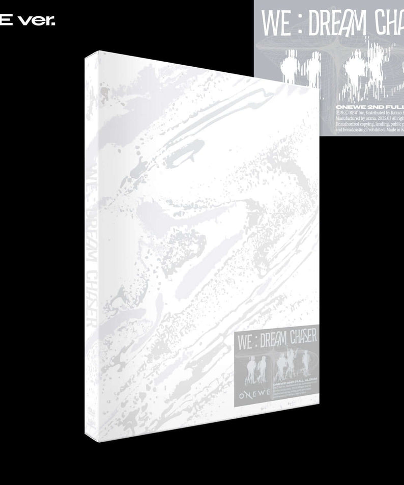 ONEWE - 2nd Full Album [WE : Dream Chaser] (WE ver.) - Album Kpop, boîtier blanc “WE ver.” sur fond noir.