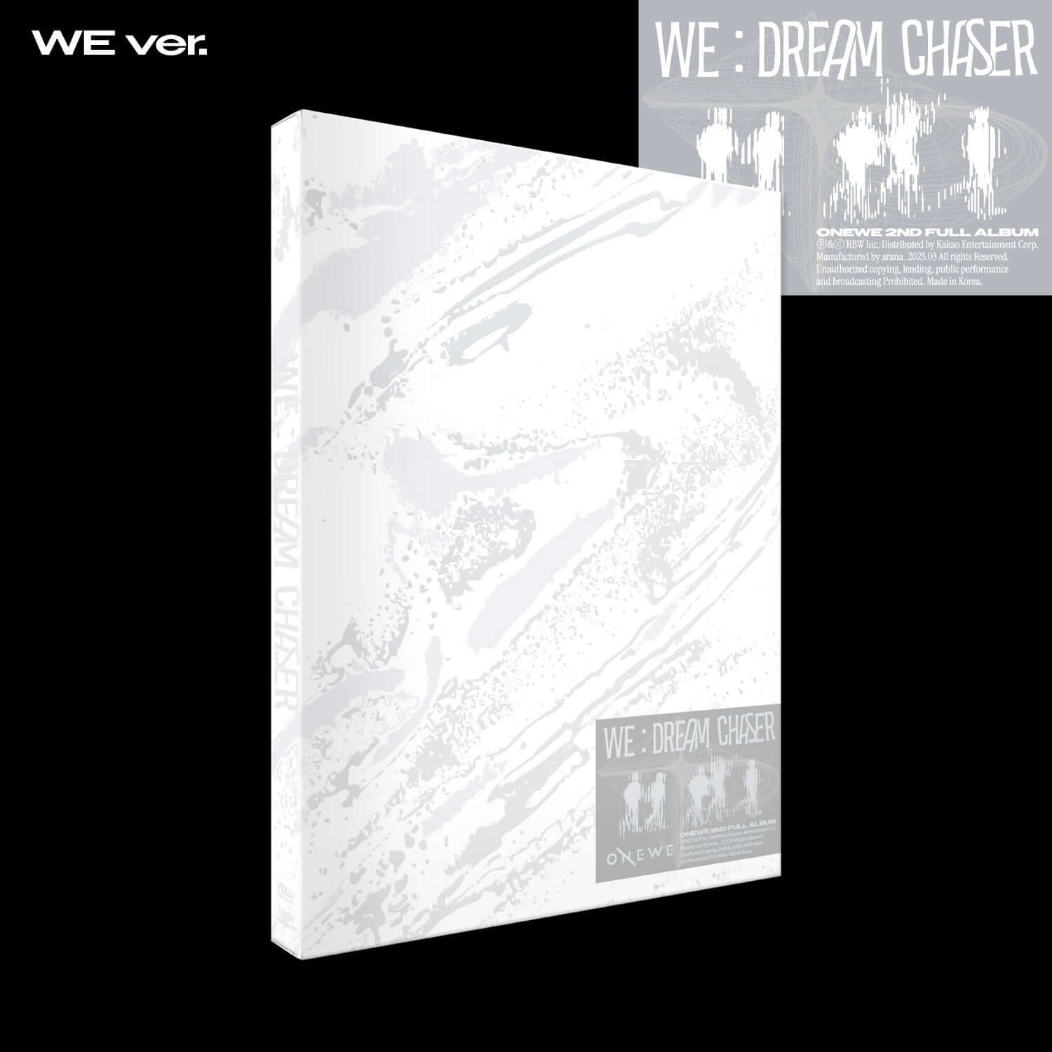 ONEWE - 2nd Full Album [WE : Dream Chaser] (WE ver.) - Album Kpop, boîtier blanc “WE ver.” sur fond noir.