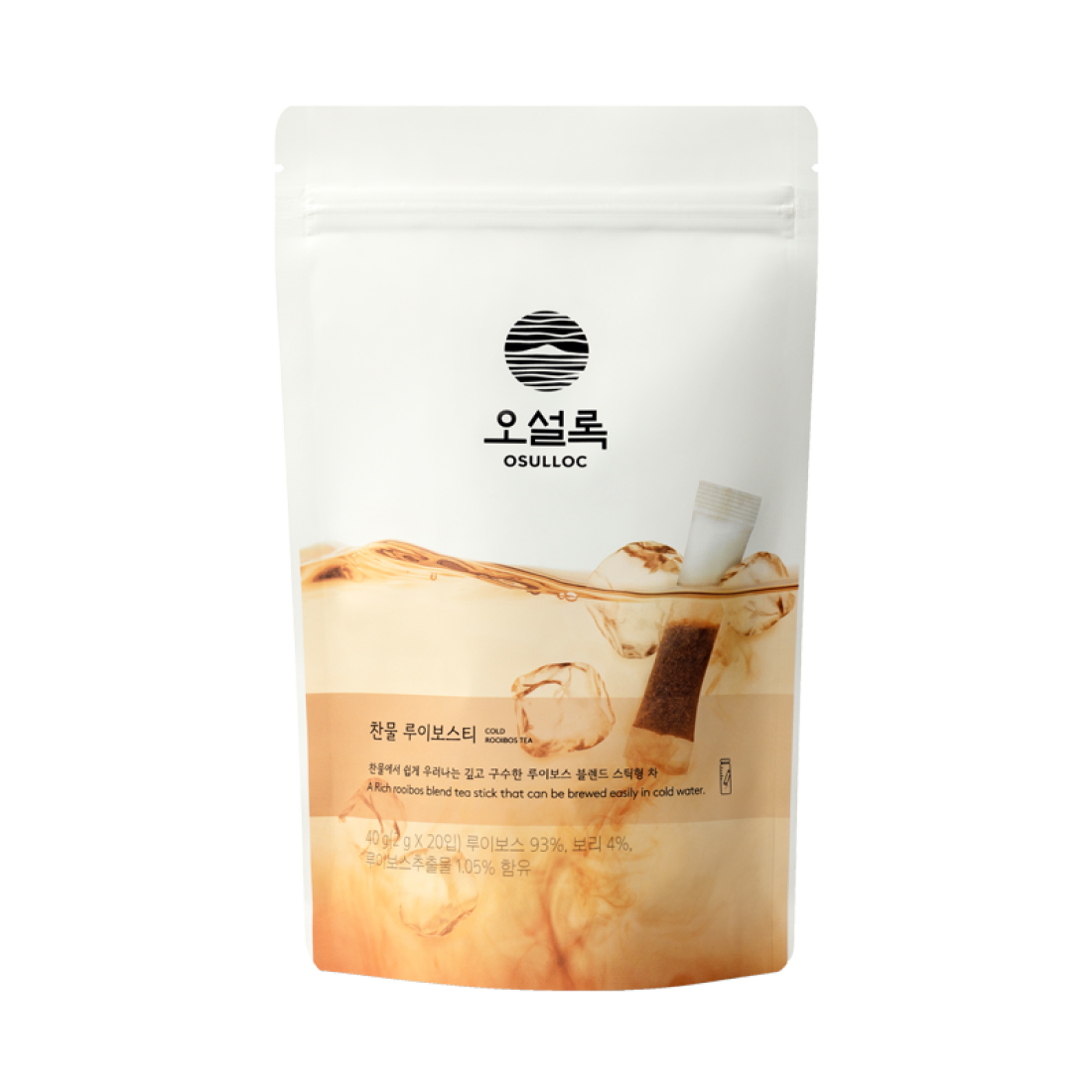 OSULLOC Cold Rooibos Tea 20 P : sachet de thé à base de rooibos, photo produit sur fond clair.
