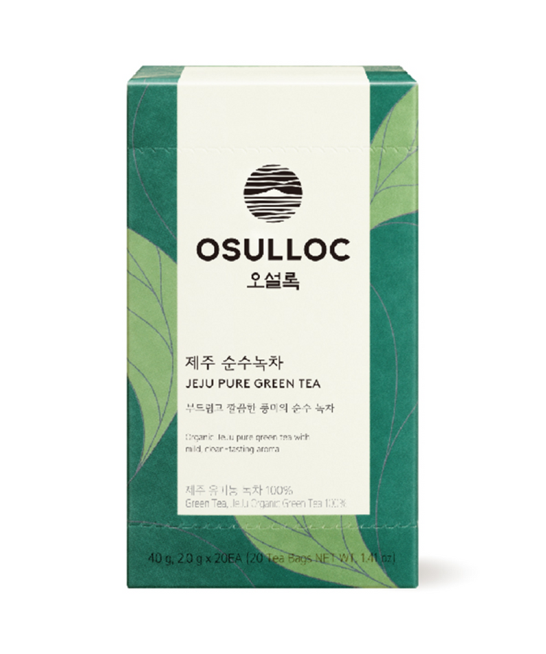 Boîte de thé OSULLOC Jeju Pure Green Tea 20 P, thé vert authentique de Jeju, 20 sachets