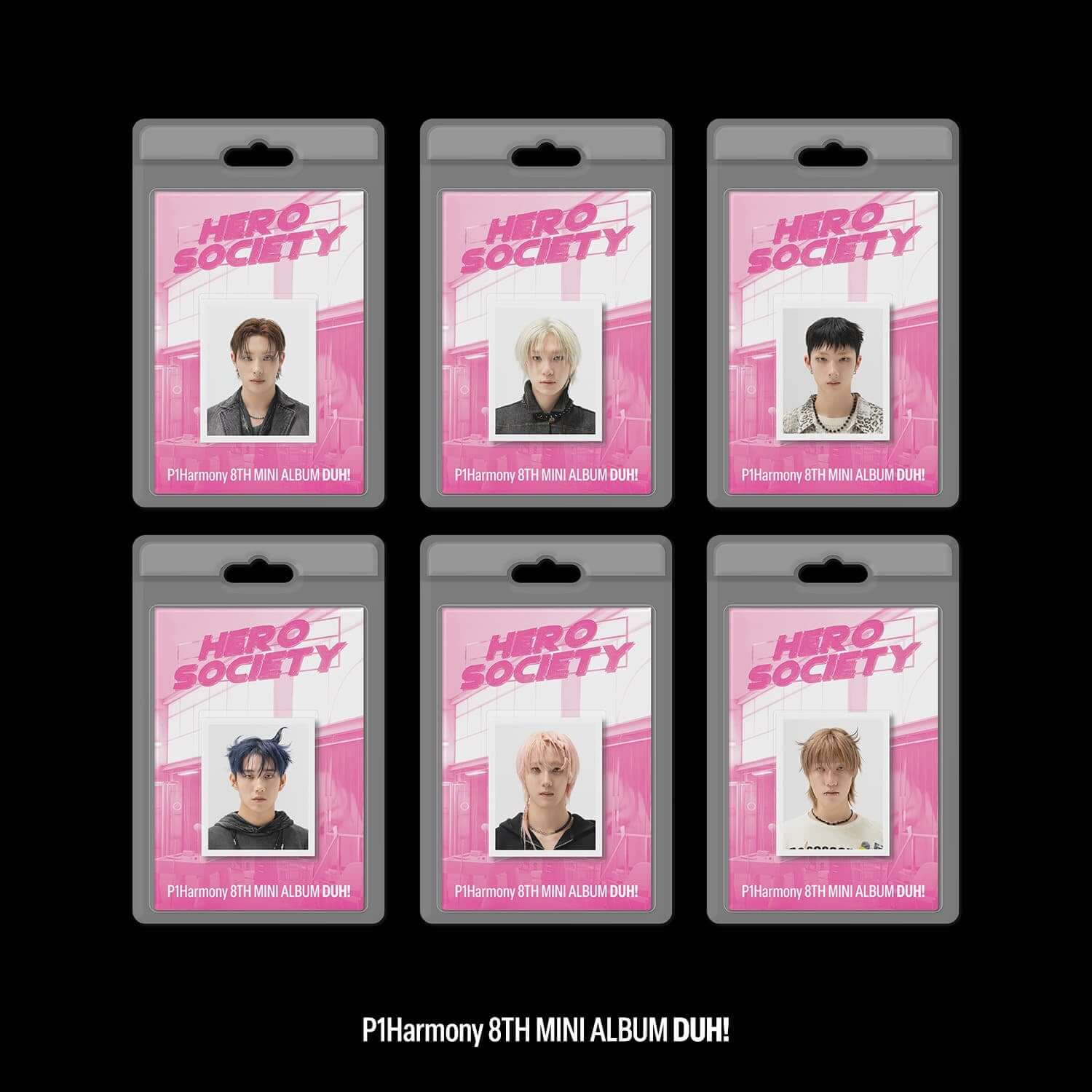 P1HARMONY - 8th Album [DUH!] (FaNCy ver.) (PLVE) (Random) - Album Kpop : pochettes Hero Society roses sur fond noir