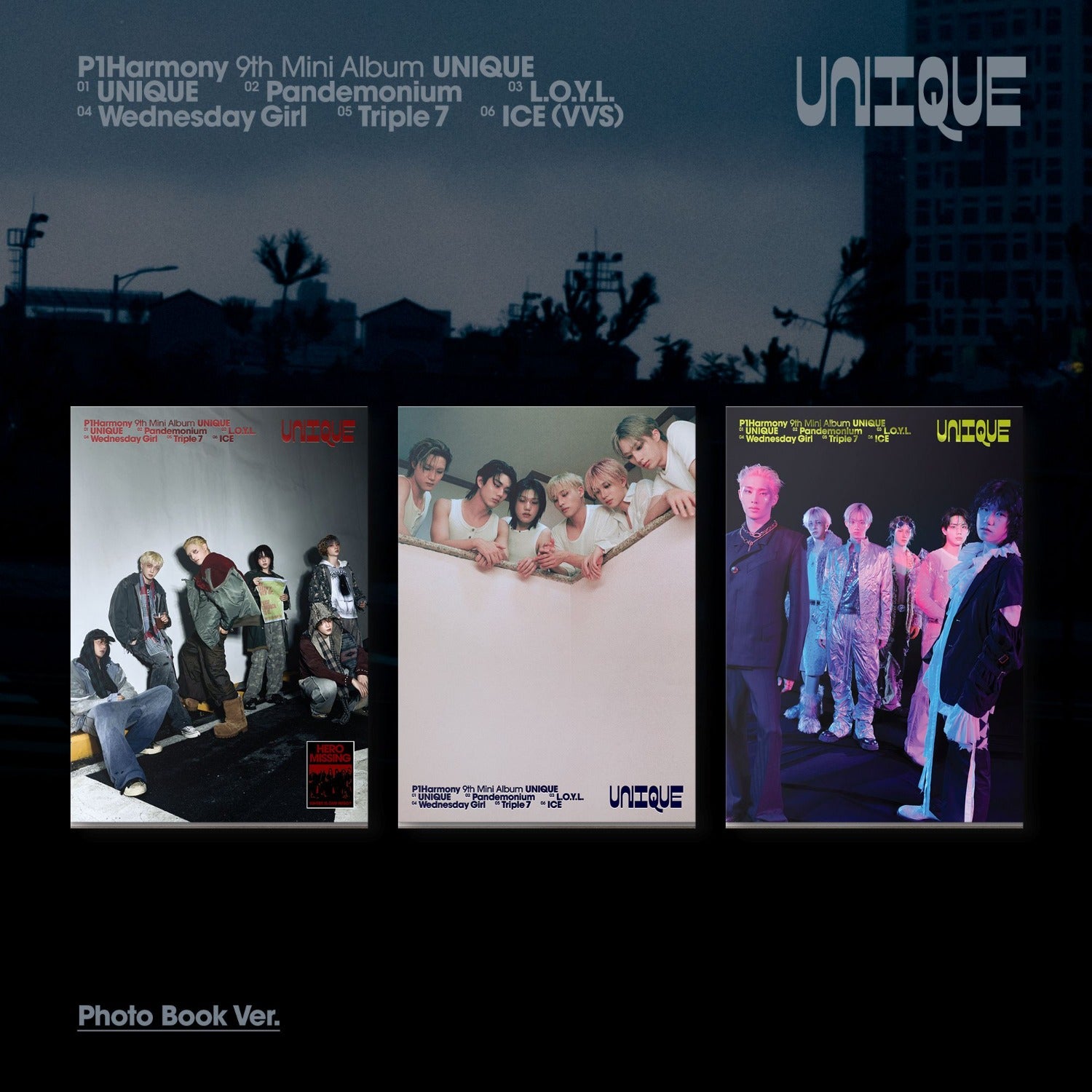 P1HARMONY - 9th Album [UNIQUE] (Photobook Ver.) (Random 1 of 3) - Album Kpop, photo book avec visuel groupe UNIQE