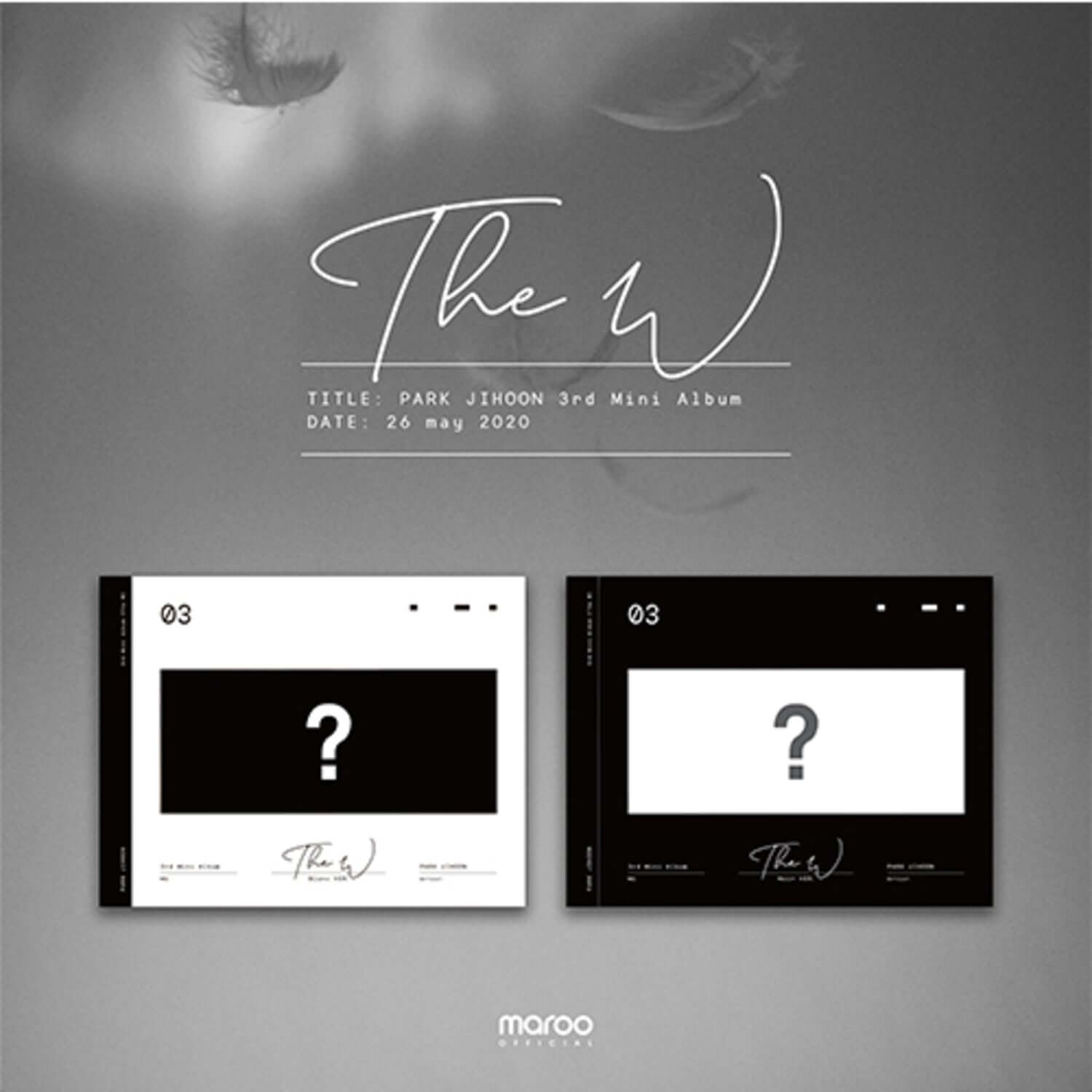 PARK JIHOON - 3rd Album [THE W] - Album Kpop de PARK JIHOON : visuel noir et blanc, pochettes The 1, ambiance studio.