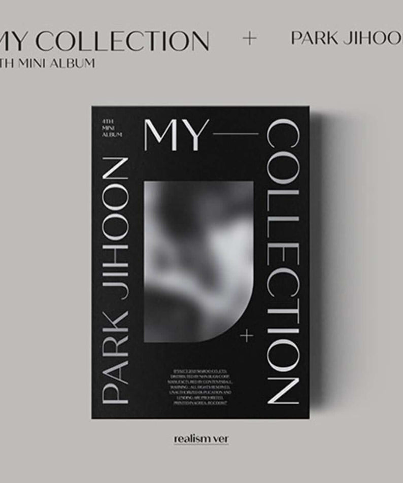 PARK JIHOON - [My Collection] (Realism Ver.) - Album Kpop, couverture noire devant fond clair, design minimaliste.