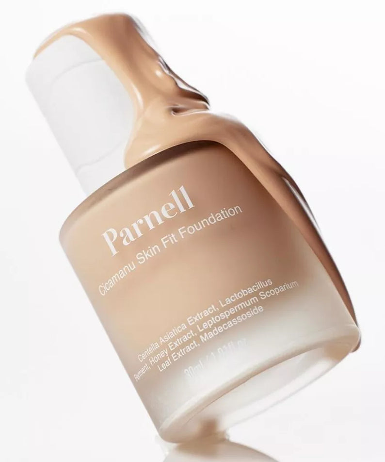 PARNELL Cicamanu Skin Fit Foundation 30g, fond de teint avec extrait de Centella et lactobacilles, flacon de 30g