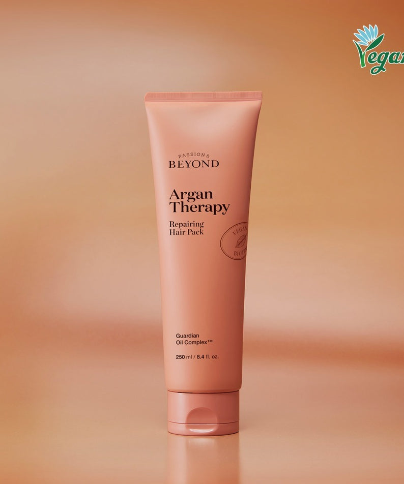 PASSION&BEYOND Argan Therapy Repairing Hair Pack 250ml, pack capillaire réparateur, 250 ml, produit végétalien.