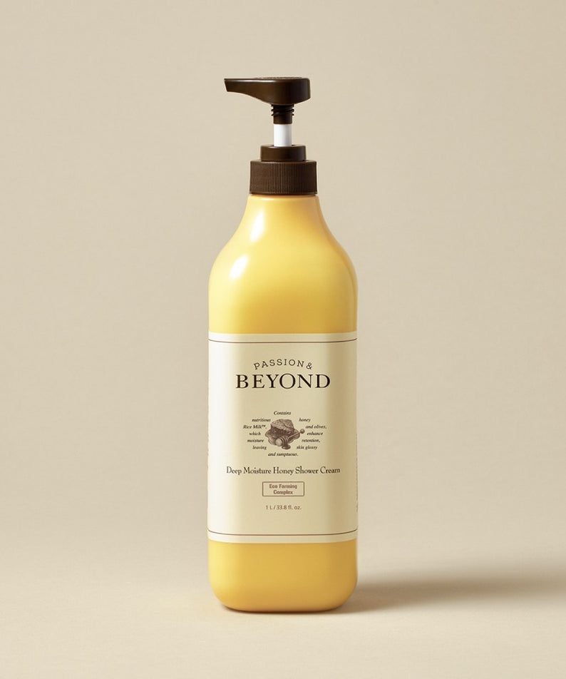 PASSON&BEYOND Deep Moisture Honey Shower 1L crème douche hydratante avec miel pour une peau douce, bouteille de 1 litre.