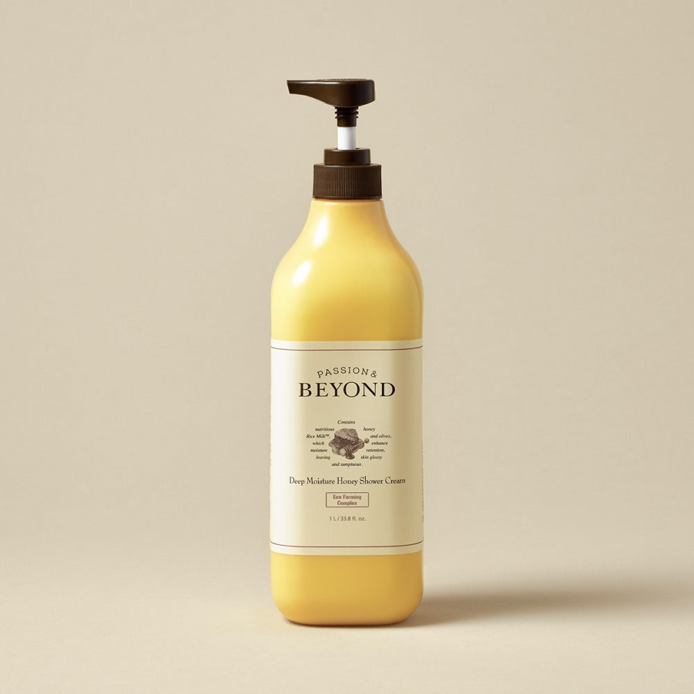 PASSON & BEYOND Deep Moisture Honey Shower 1L de la marque PASSON & BEYOND, bouteille crème miel sur fond clair