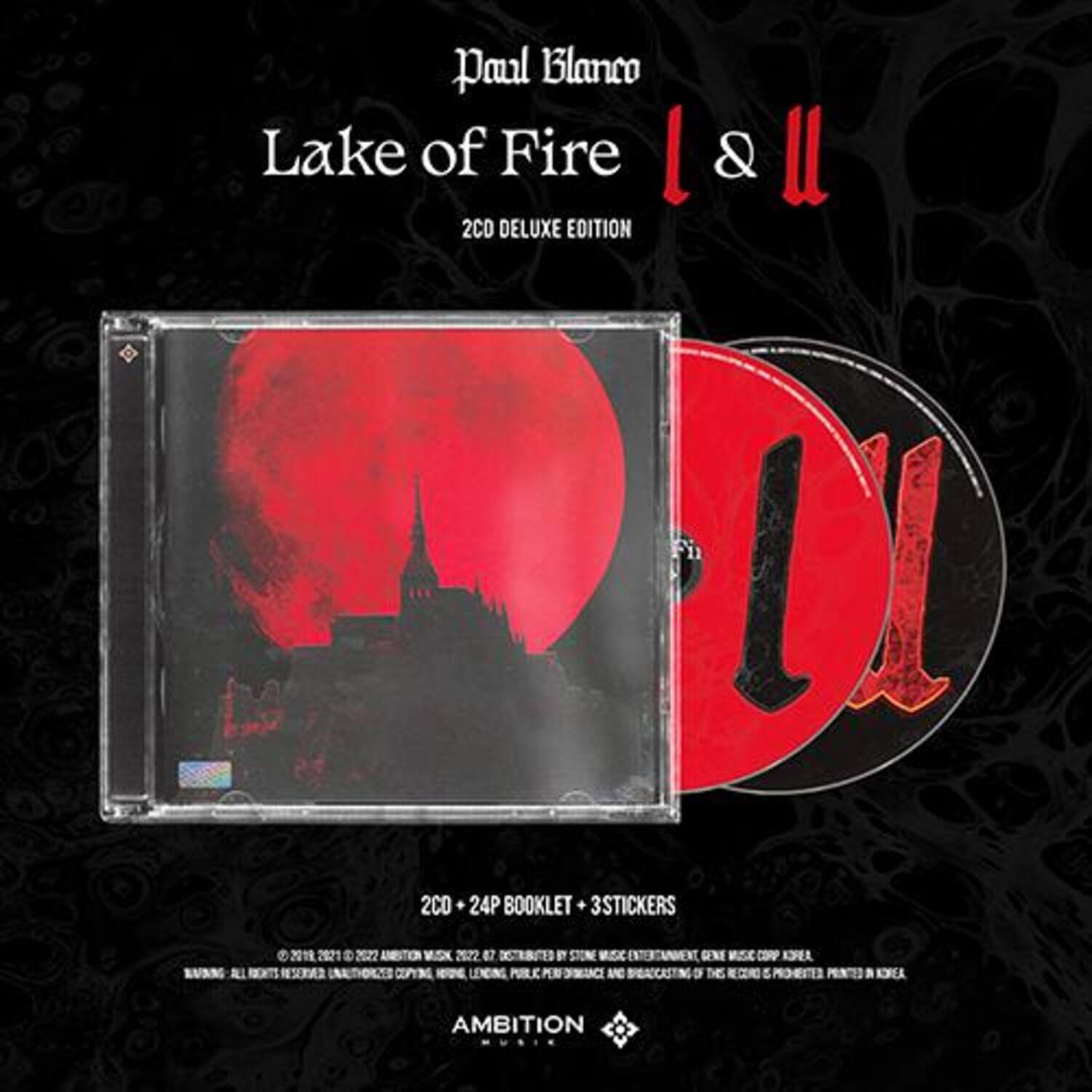 PAUL BLANCO - [Lake of Fire 1&2] - Album Kpop : visuel packshot disque rouge/noir, édition deluxe, marque PAUL BLANCO