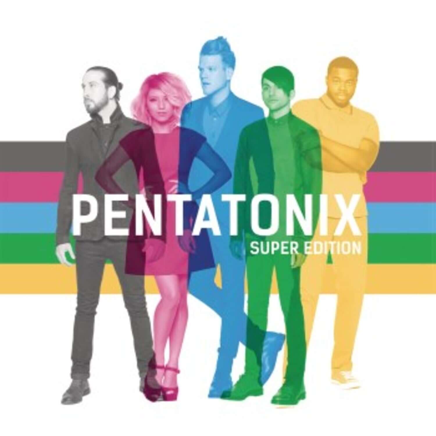 PENTATONIX - PENTATONIX (SUPER EDITION) - Album Kpop : visuel du groupe sur fond arc-en-ciel, cover officielle PENTATONIX.
