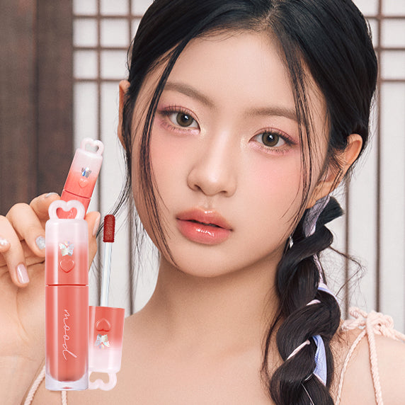 PERIPERA Ink Mood Glowy Tint de la marque PERIPERA, tube et maquillage sur fond lumineux, portrait maquillage