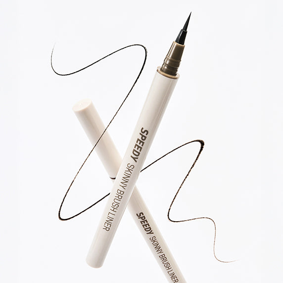 PERIPERA Speedy Skinny Brush Eyeliner de la marque PERIPERA, sur fond blanc, applicateur fin dessinant une ligne