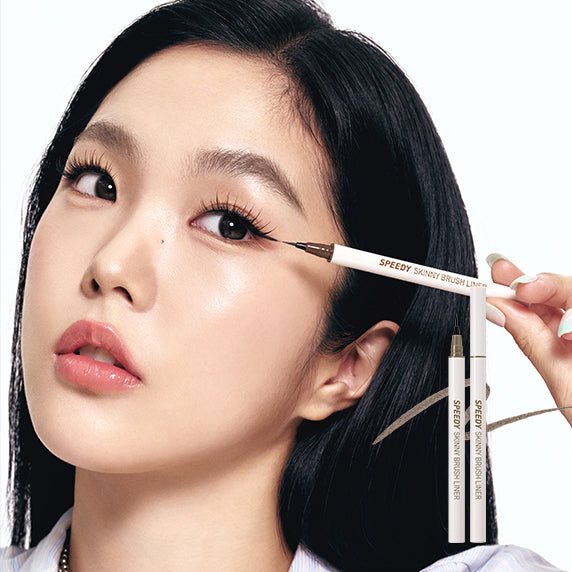 PERIPERA Speedy Skinny Brush Eyeliner, marque PERIPERA : application au pinceau sur l’œil, maquillage maquillage close-up