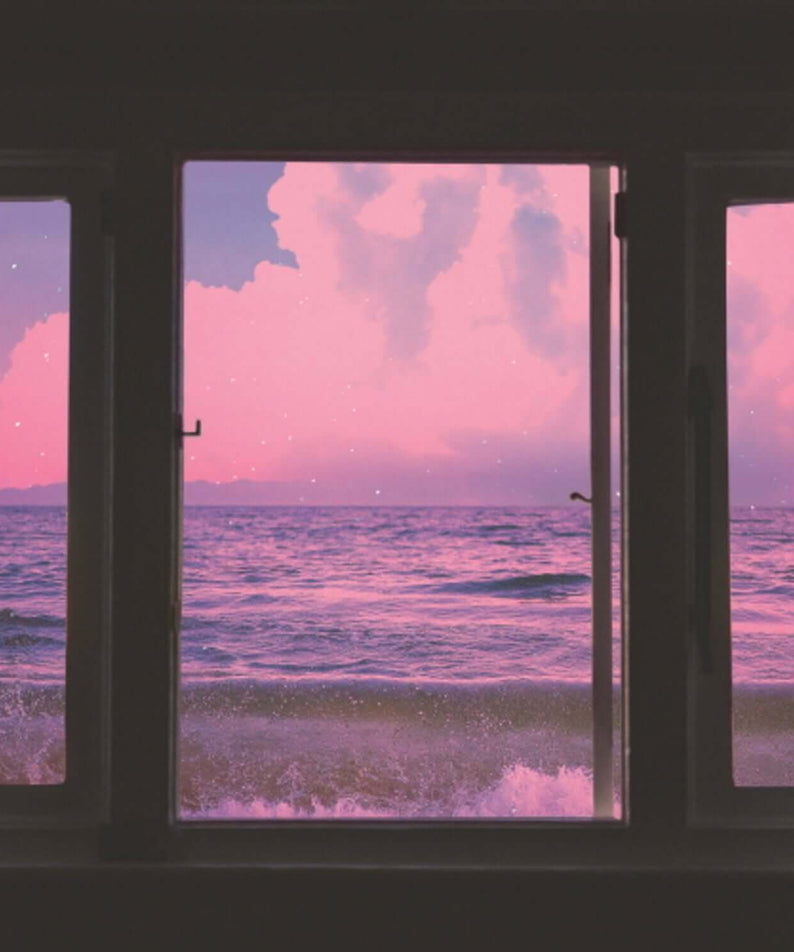 PHZD - 緣 (EP) - Album Kpop : pochette avec fenêtres sur mer au coucher du soleil, vibe énergique et sensible de PHZD