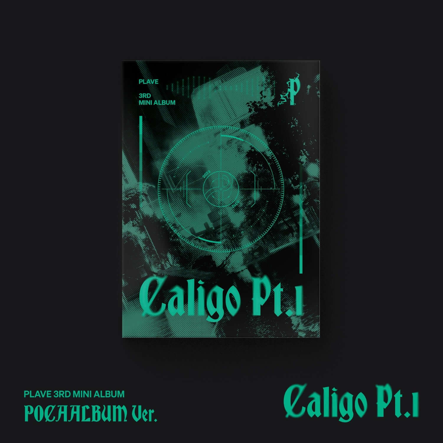 PLAVE - 3rd Mini Album [Caligo Pt.1] (POCAALBUM Ver.) - Album Kpop, pochette verte stylée, design Caligo Pt.1.