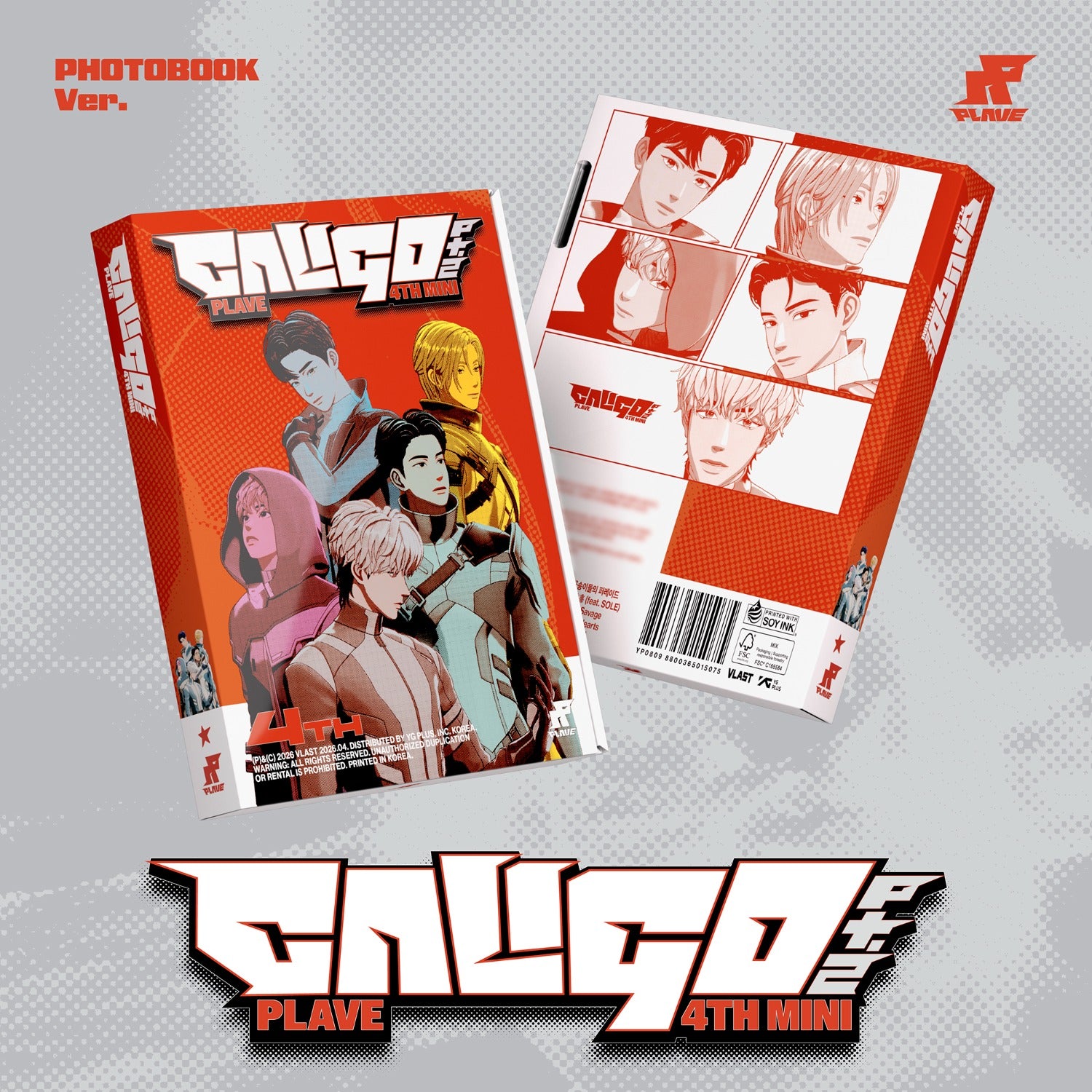 PLAVE - 4th Mini Album [Caligo Pt.2] (PHOTOBOOK Ver.) - Album Kpop : photobook rouge avec membres PLAVE sur fond clair