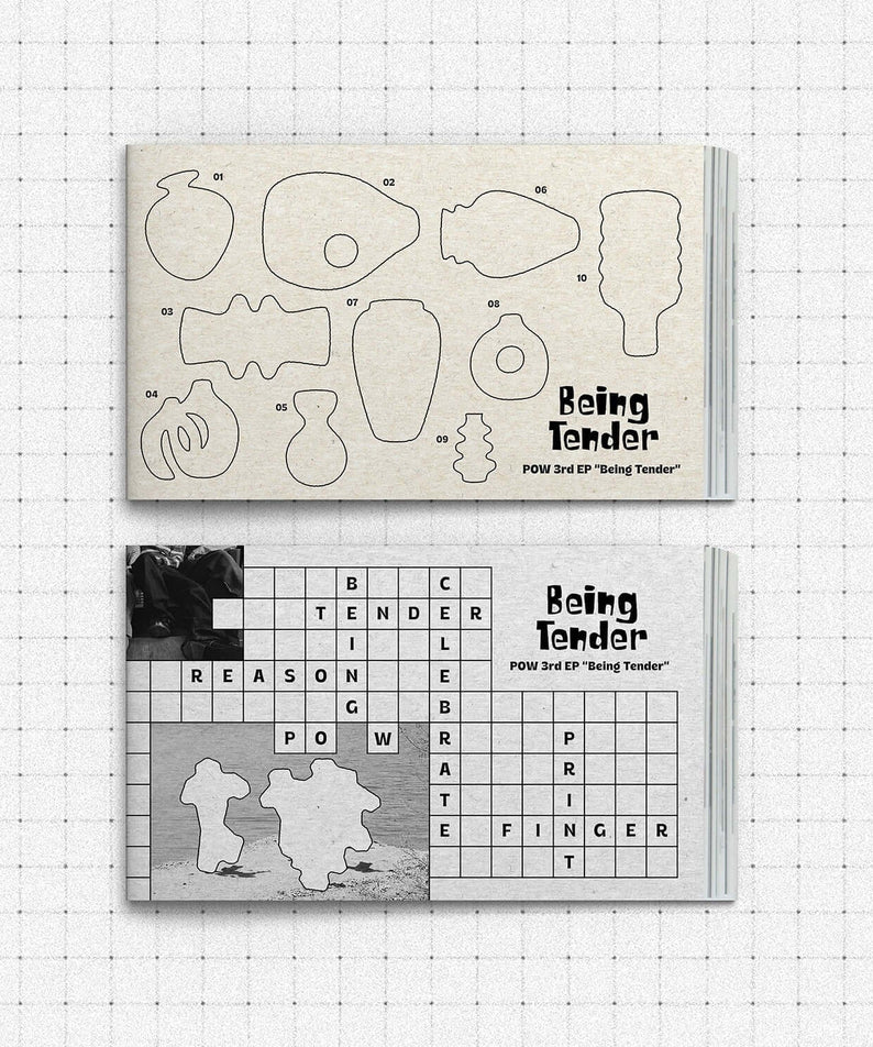POW - [Being Tender] (Photobook Ver.) (Random 1 of 2) - album Kpop, photobook “Being Tender” sur fond quadrillé.