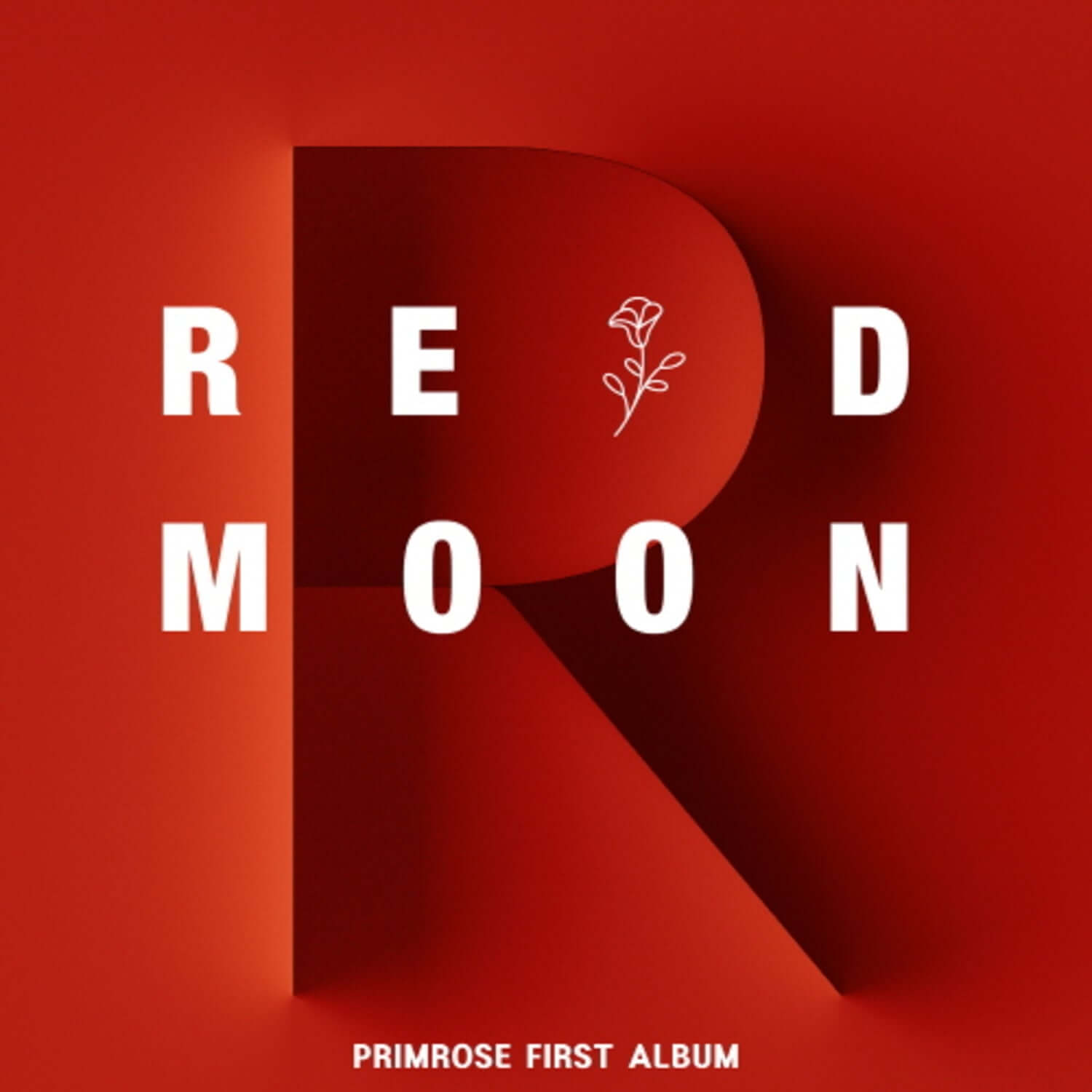 PRIMROSE - [RED MOON] - Album Kpop, visuel rouge et noir avec logo “REDMOON” et plante, pochette officielle.