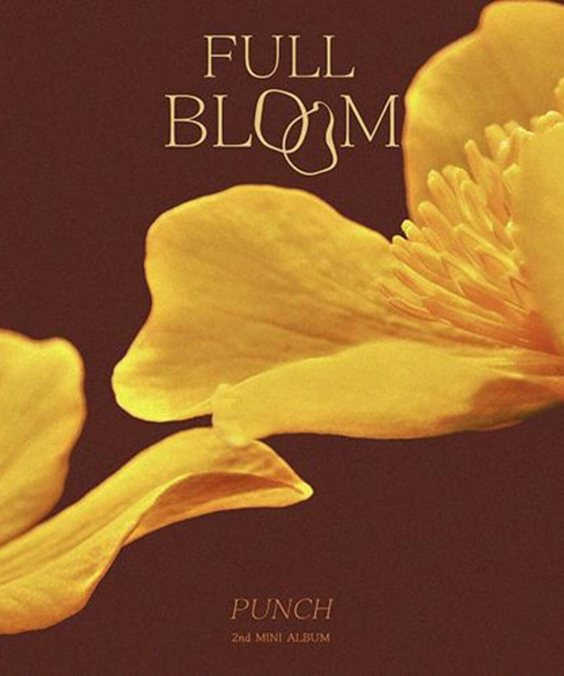 PUNCH - 2nd Album [Full Bloom ] - Album Kpop : pochette avec fleurs jaunes, branding PUNCH et texte FULL BLOOM.