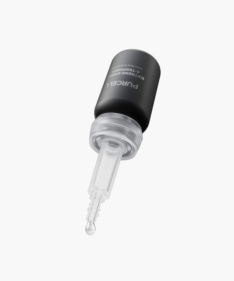 PURCELL Extreme Effect 4-Terpineol 10mL, flacon compte-gouttes noir PURCELL sur fond blanc, flacon HD.