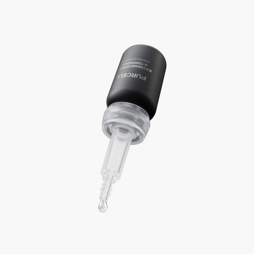 PURCELL Extreme Effect 4-Terpineol 10mL, flacon compte-gouttes noir PURCELL sur fond blanc, flacon HD.