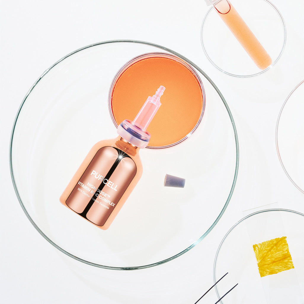 PURCELL High-Dose Vitamin B+C Complex 30mL de la marque PURCELL, flacon sur fond blanc avec pipette et capsules.