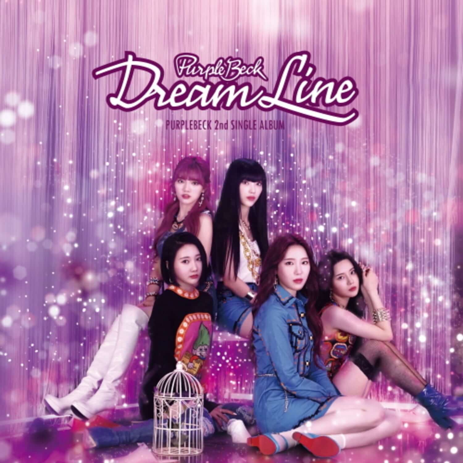 PURPLE BACK - 2nd Album [Dream Line] - Album Kpop : cover violet avec les membres PURPLE BACK, ambiance lumineuse